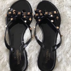 Black Rockstud Flip Flops Size 9